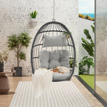 Outdoor Garden Rattan Egg Swing Chair Hanging Chair Wood W874107307-djyc