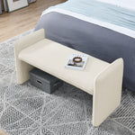 Bedroom storage stool, linen fabric storage stool, large storage space,44.48 inches, can be used for bed end, living room, entrance, BEIGE W487P186353-djyc