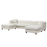 126-inch Modern Style Chenille Three Piece Sofa, Pull Point Design U-shaped Sofa two Chaise Longue Seats, two Pillows and Plastic Feet, Suitable for Living room, Bedroom, Lounge and Projection Room W834S00328-djyc