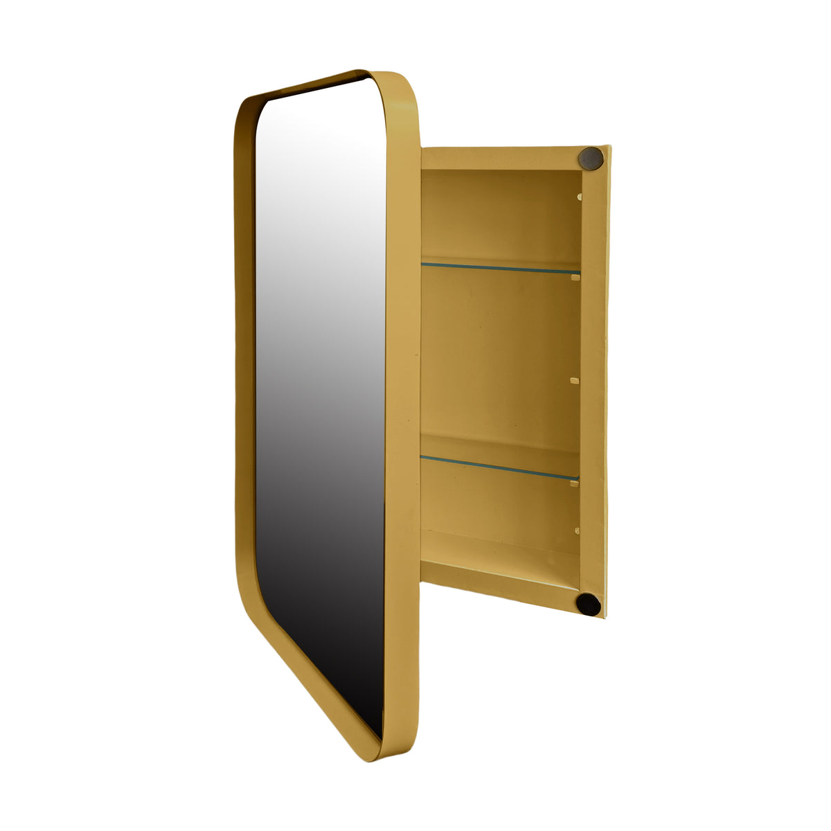 16x24 Inch Recessed Metal Framed Medicine Cabinet with Mirror and Adjustable Shelves Wall Mirror with Storage for Bathroom, Matte Gold W1435P191606-djyc