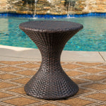 Outdoor 16-inch Multi-brown Wicker Hourgla Side Table 61431.00MBRN-djyc