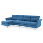 Modern Sofa 3-Seat Couch with Stainless Steel Trim and Metal Legs for Living Room,New package compression sofa technology,Navy blue W487S00235-djyc