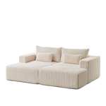 87" Oversized Sectional Lounge Chaise,No Assembly Required,Cloud Plush Loveseat with two Removable Footstool,Fluffy Modern Sleeper Chair for Indoor Living Room Bedroom W834S00331-djyc