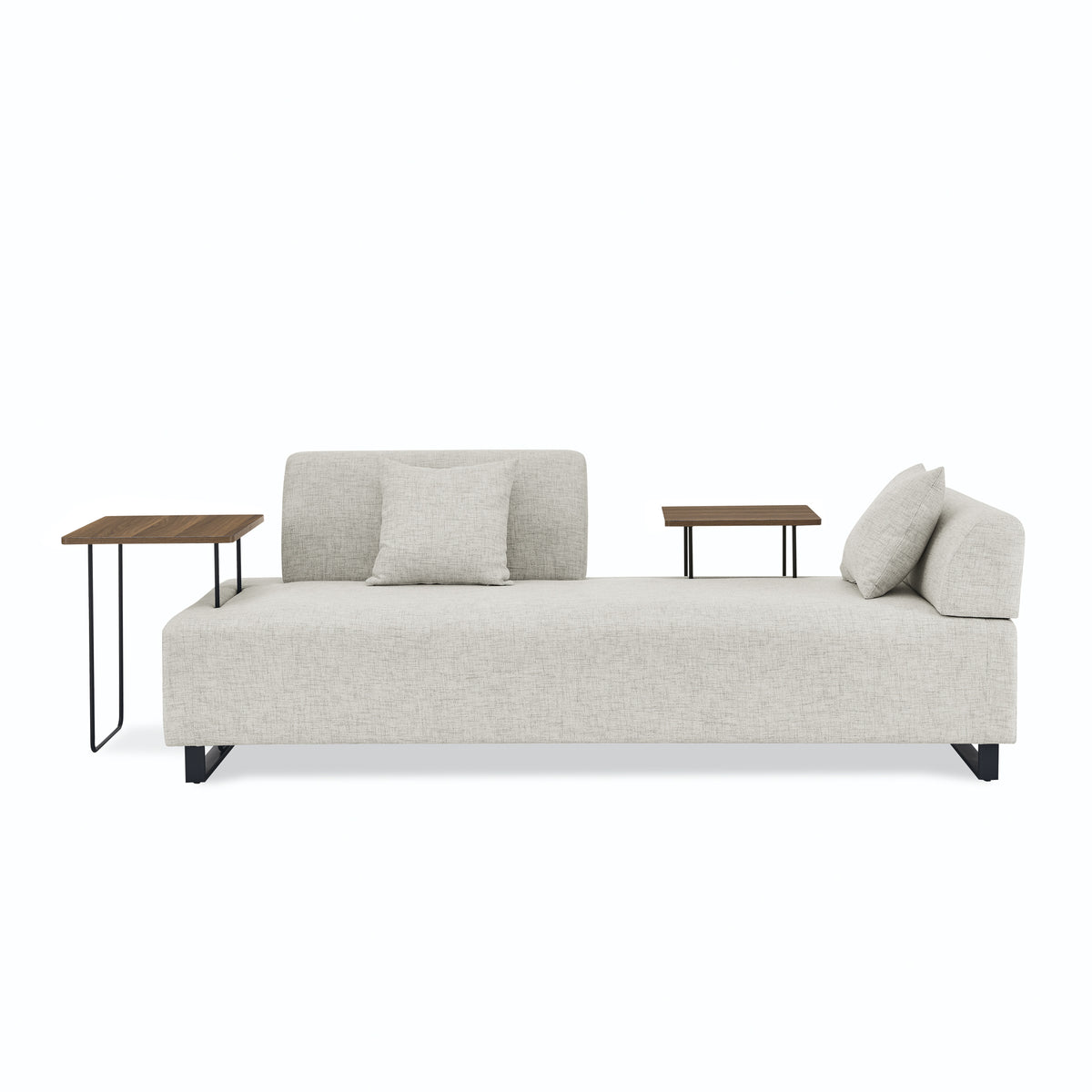 Linen Fabric 3 Seat Sofa with Two End Tables and Two Pillows, Removable Back and Armrest, Morden Style Upholstered 3-Seat Couch for Living Room W487139513-djyc