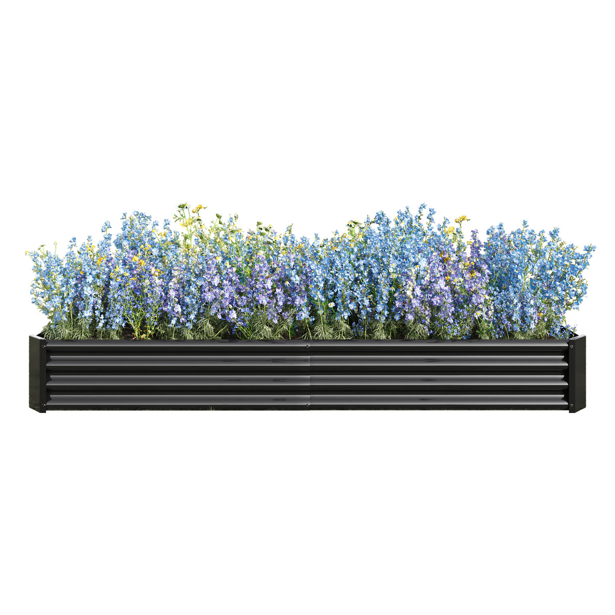 Raised Garden Bed Kit - Metal Raised Bed Garden 7.6x3.7x0.98ft for Flower Planters, Vegetables Herb Black W84090996-djyc