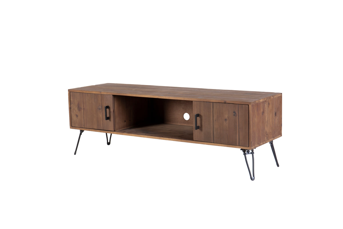 Industrial style Reclaimed wood Media TV Stand with Storage Cabinet for Living Media Room W142562421-djyc