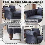 81-inch Chenille Face-to-face Chaise Lounge with Two Pillows,Nailhead trim,Button Tufted Design and Rolled Arms for Lounge, Living room and Office W834S00317-djyc