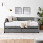 Queen Size Daybed with Two Drawers Trundle Upholstered Tufted Sofa Bed, Linen Fabric, Grey (88"x64.5"x34") W487S00167-djyc