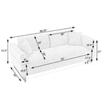 Linen Fabric 3 Seat Sofa with Two End Tables and Two Pillows, Removable Back and Armrest, Morden Style Upholstered 3-Seat Couch for Living Room W487139512-djyc