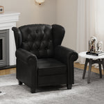 Modern Tufted Push Back Armchair Technical Leather Chair, Adjustable Single Sofa Chair with Sturdy Wood Legs for Bedroom, Living Room, Small Space(Color:Black) W1669P199585-djyc