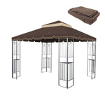 10x10 Ft Outdoor Patio Gazebo Replacement Canopy,Double Tiered Gazebo Tent Roof Top Cover Only Greatwall border(Frame Not Include)-BROWN W419P198362-djyc