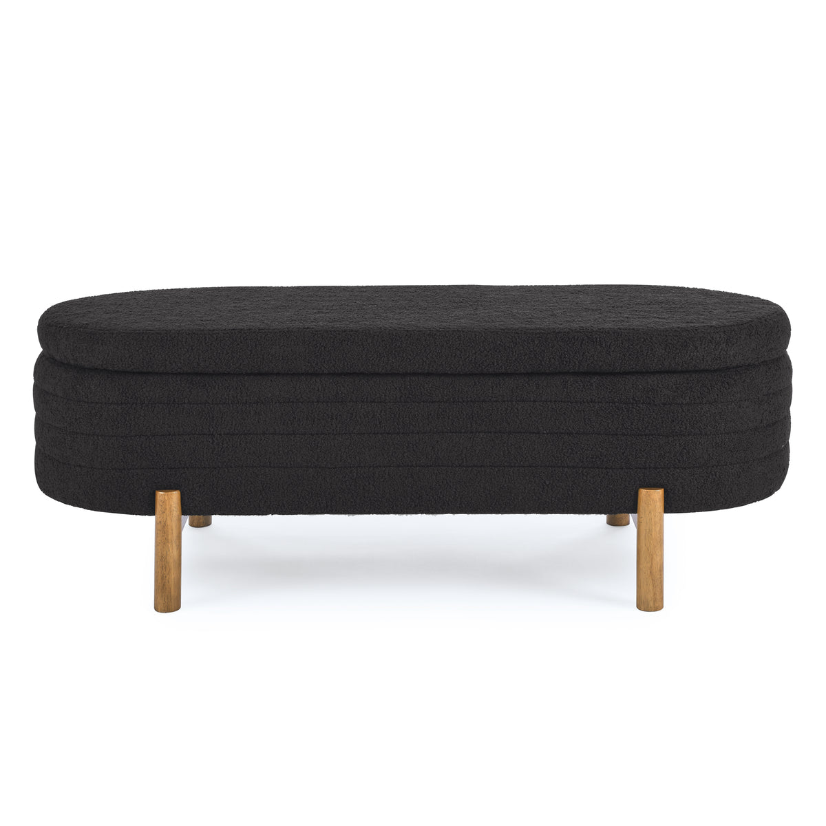 Ottoman Oval Storage Bench,Rubber Wood Leg,Black(46."x17.7"x10.8") W487P178760-djyc