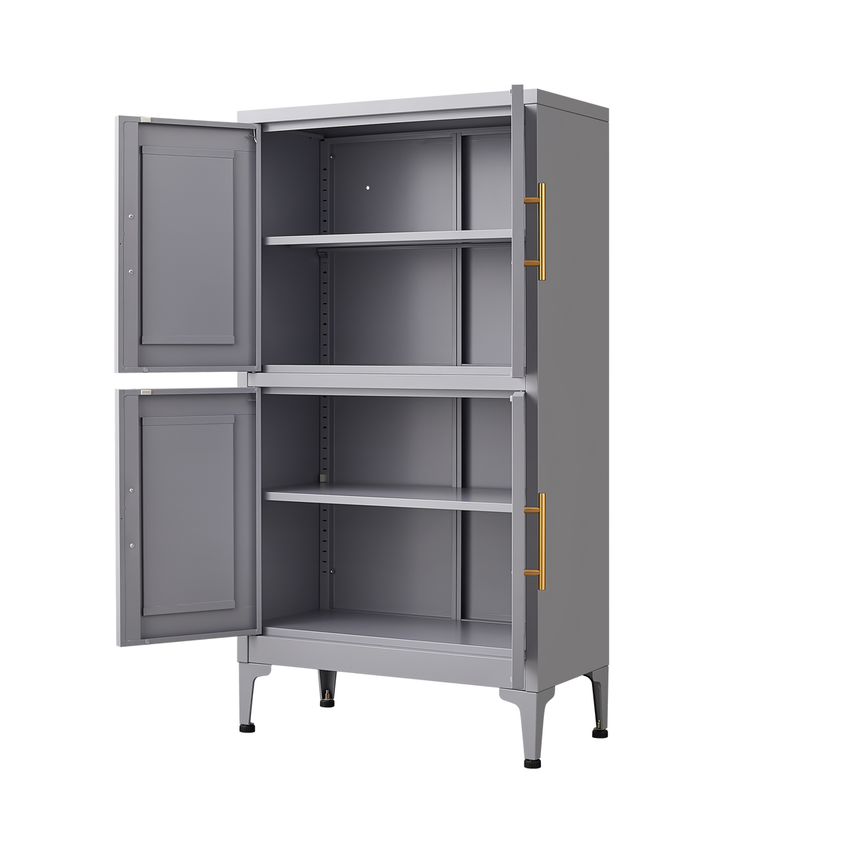 Grey Metal Kitchen Storage Cabinet, Kitchen Pantry Storage Cabinet with Doors and Shelves, Storage Cabinet with Adjustable Leveling Foot for Kitchen, Living Room and Dining Room W328P194191-djyc