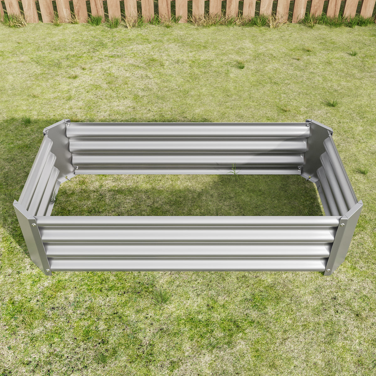 Metal Raised Garden Bed, Rectangle Raised Planter 4×2×1ftfor Flowers Plants, Vegetables HerbSilver W84091001-djyc