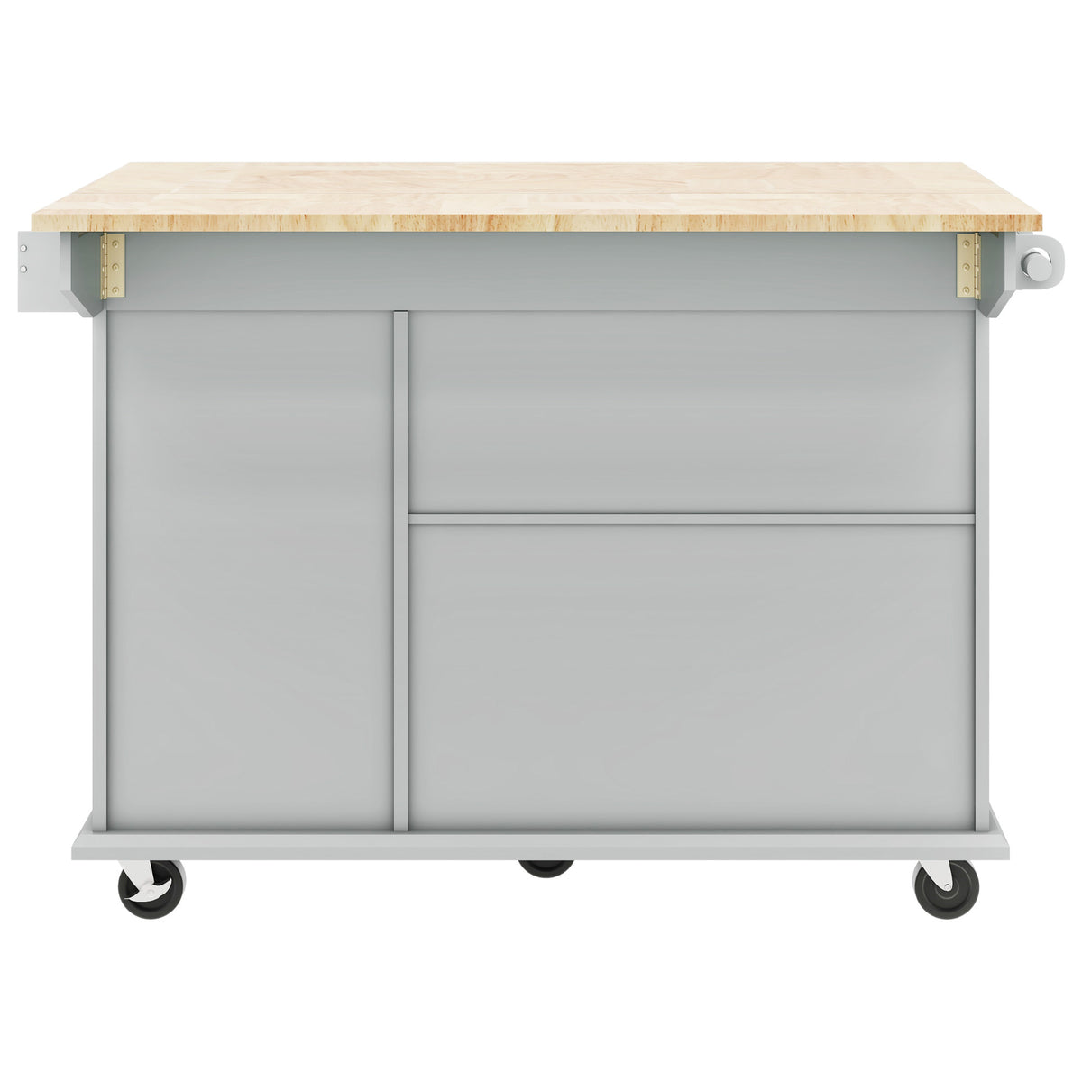 Kitchen Island with Drop Leaf, 53.9" Width Rolling Kitchen Cart on Wheels with Internal Storage Rack and 3 Tier Pull Out Cabinet Organizer, Kitchen Storage Cart with Spice Rack, Towel Rack (Grey Blue) WF312383AAG-djyc