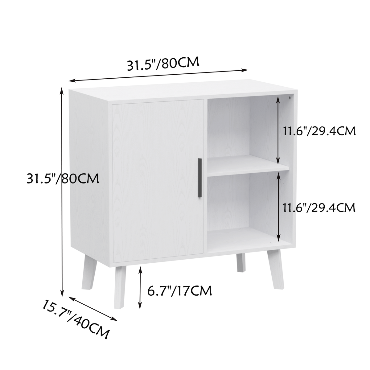 Sideboard Buffet Kitchen Storage Cabinet, Accent Cabinet with Solid Wood Feet for Decorated Doors, Dining Room, Hallway, Cupboard Console Table, Liquor / Accent Cabinet (White) W808P152923-djyc