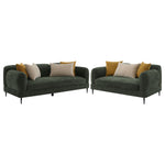 Repley Green 2-Piece Chenille Upholstered Sofa Set with Textured Fabric, Green Color, Wood and Metal Frame, 84' W-B062S01816