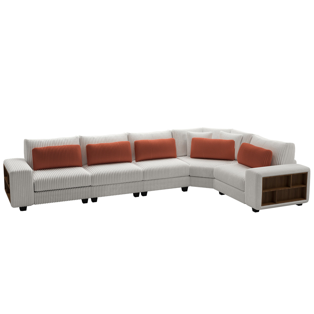 Modular Sectional L-shaped Sofa with Armrest Wooden Frame Locker, Stylish and Comfortable , Cream Style, Beige W1793S00009-djyc