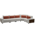 Modular Sectional L-shaped Sofa with Armrest Wooden Frame Locker, Stylish and Comfortable , Cream Style, Beige W1793S00009-djyc