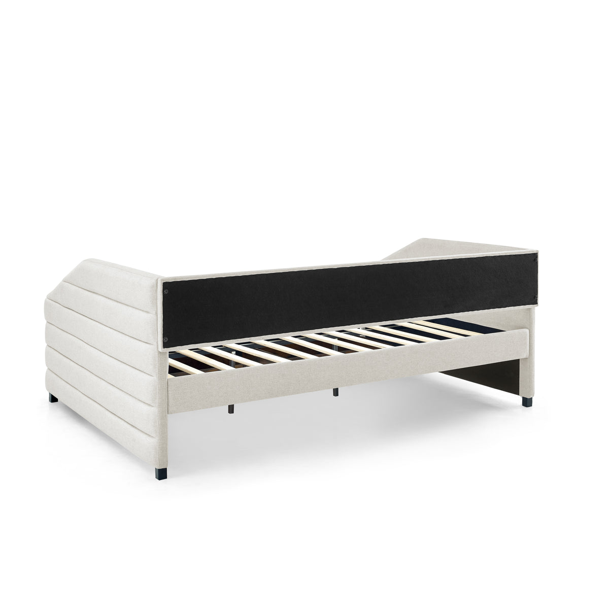 Queen Size Daybed with Two Drawers Trundle Upholstered Tufted Sofa Bed, Linen Fabric, Beige (88"x64.5"x34") W487S00176-djyc