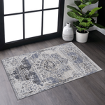 PAYAS Collection 2X3 Cream / Blue / Medallion Doormat Rug-B189P183569