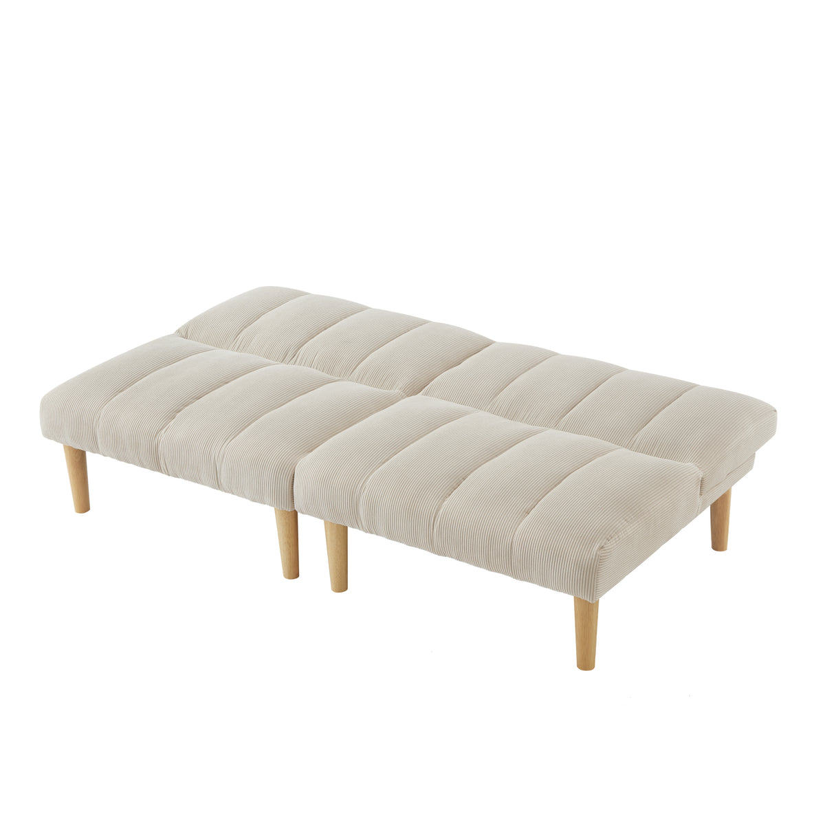 Corduroy fabric, wooden legs convertible sofa bed (Color:Beige) W1669P156116-djyc