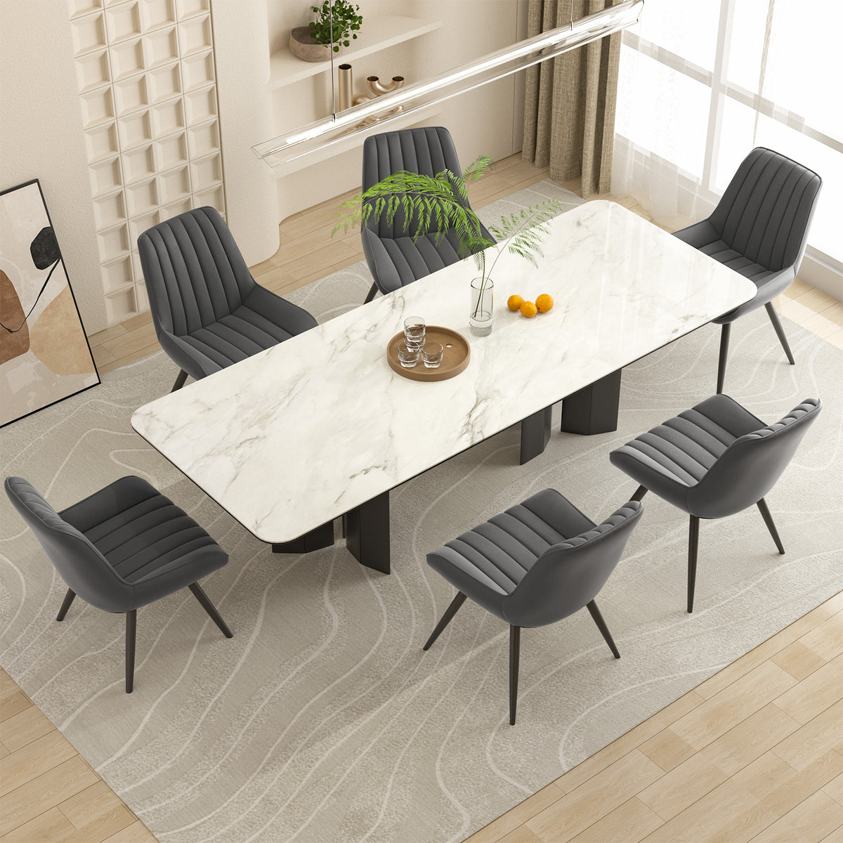 Modern Minimalist High-Back Dining Chair: High-Density Sponge Cushion & Ergonomic Design FU01043-wz