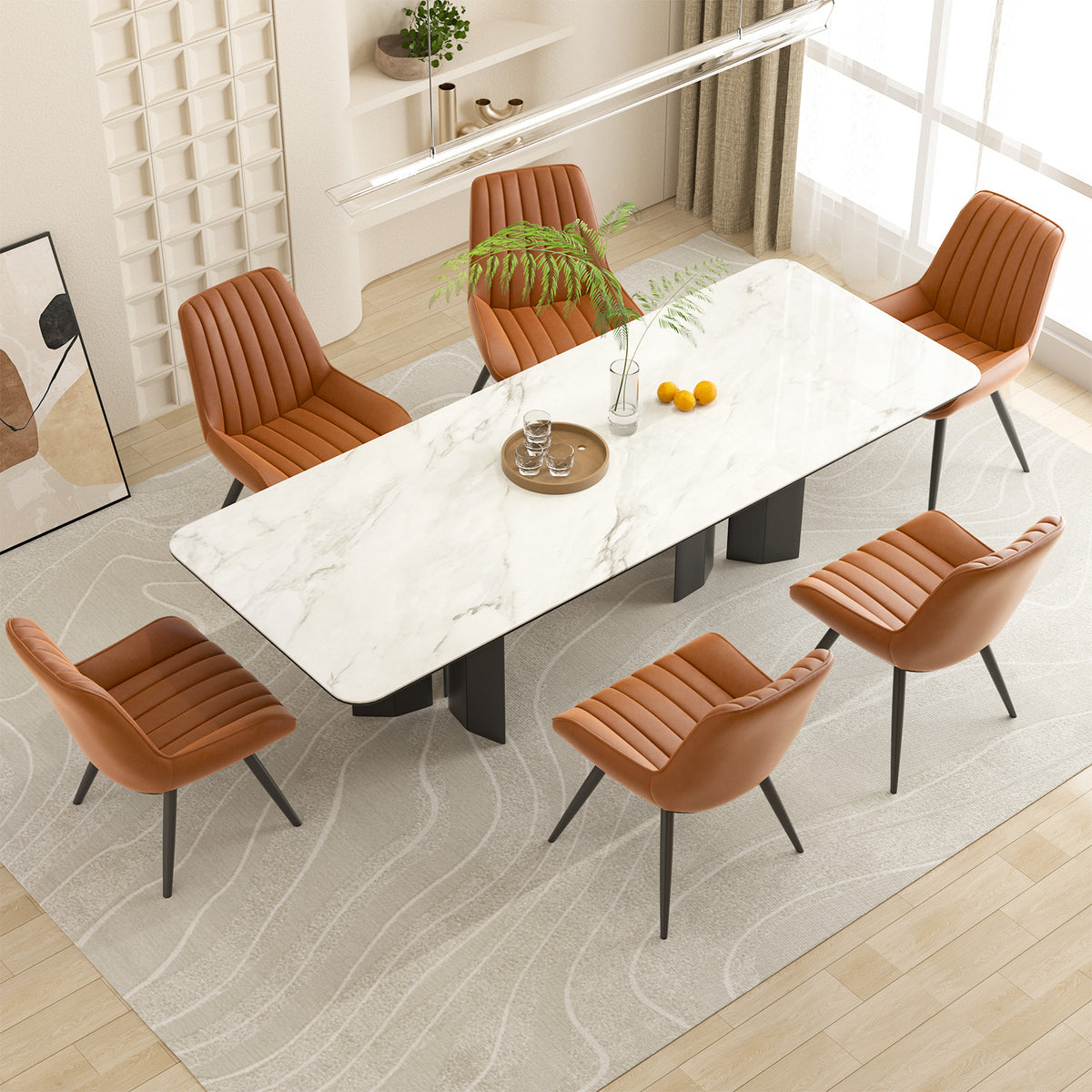 Modern Minimalist High-Back Dining Chair: High-Density Sponge Cushion & Ergonomic Design FU01043-wz