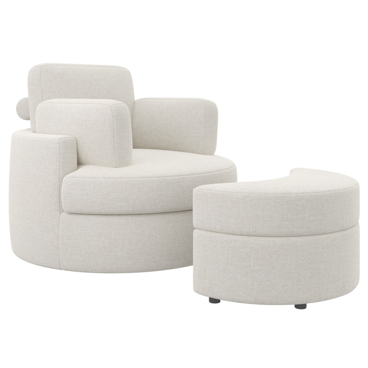 Modern Lounge Sofa and Ottoman Set: 360° Swivel & Storage Ottoman FU01046-wz