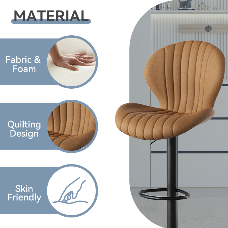 Modern Minimalist 360° Rotating Bar Stool: Resilient Foam & Ergonomic Design FU01023-wz