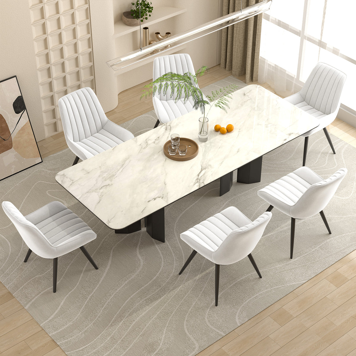 Modern Minimalist High-Back Dining Chair: High-Density Sponge Cushion & Ergonomic Design FU01043-wz