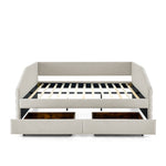 Queen Size Daybed with Two Drawers Trundle Upholstered Tufted Sofa Bed, Linen Fabric, Beige (88"x64.5"x34") W487S00176-djyc