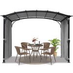 Patio Pergola 9 x 11ft Arched Gazebo with Waterproof Sun Shade Shelter Awning Steel Frame Grape Gazebo for Garden Backyard -Grey W419S00053-djyc