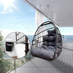 Swing Hammock Egg Basket Chairs Without Stand Indoor Outdoor, UV Resistant Cushion Hanging Chair, Foldable Frame 350lbs Capacity Ceiling Hammock Chair for Patio Porch Backyard Balcony W2707P184373-djyc