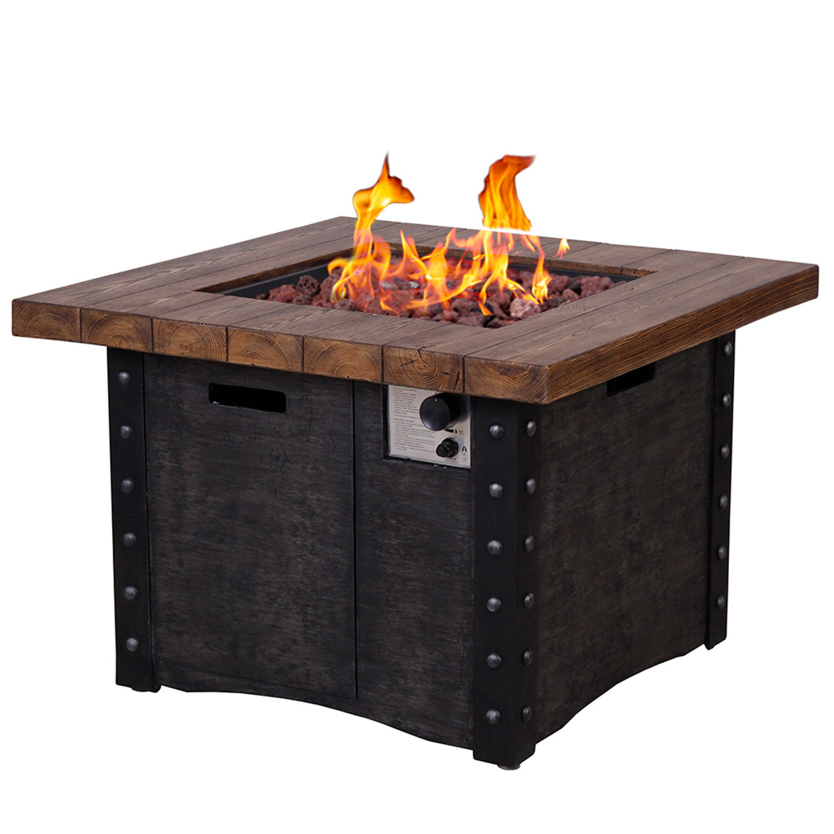 Good Product 50,000 BTU Outdoor Gas Fire Table , Faux Woodgraine table top Fire Pit W2029120112-djyc