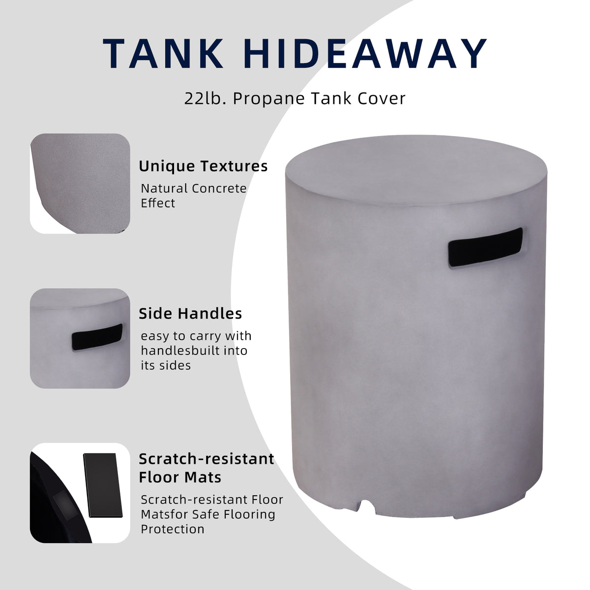 Diameter 16 Inch Fire Pit Tank Cover Faux Concrete Texture Gas Tank W2029P164033-djyc