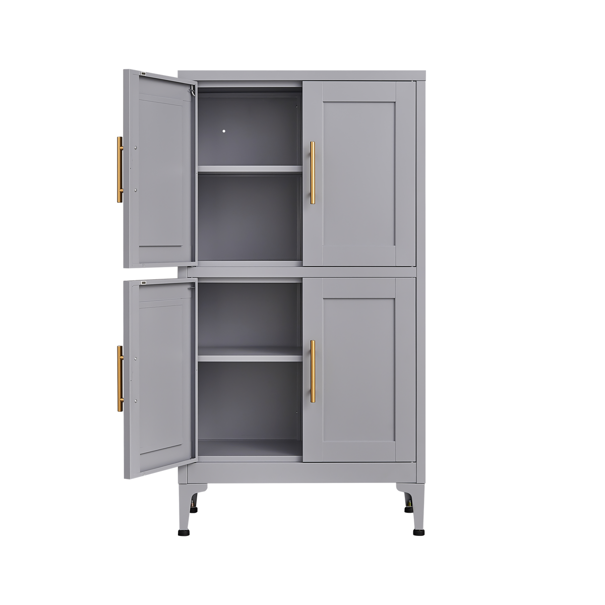 Grey Metal Kitchen Storage Cabinet, Kitchen Pantry Storage Cabinet with Doors and Shelves, Storage Cabinet with Adjustable Leveling Foot for Kitchen, Living Room and Dining Room W328P194191-djyc