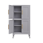 Grey Metal Kitchen Storage Cabinet, Kitchen Pantry Storage Cabinet with Doors and Shelves, Storage Cabinet with Adjustable Leveling Foot for Kitchen, Living Room and Dining Room W328P194191-djyc