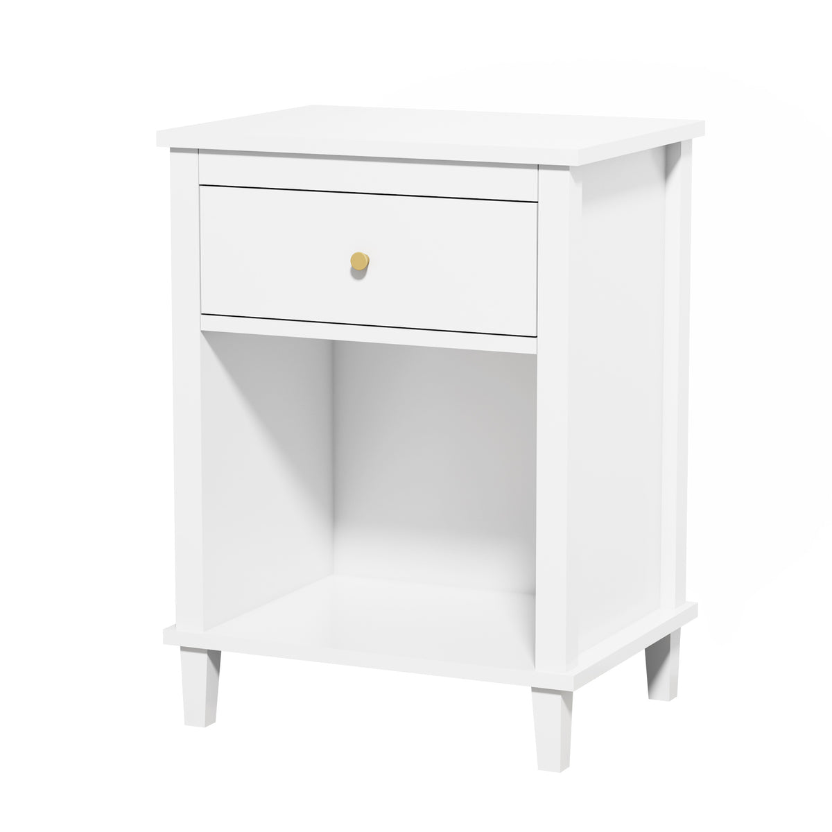 26.77''H Wooden Nightstand with One Drawer One Shelf for Kids, Adults, White W80859138-djyc