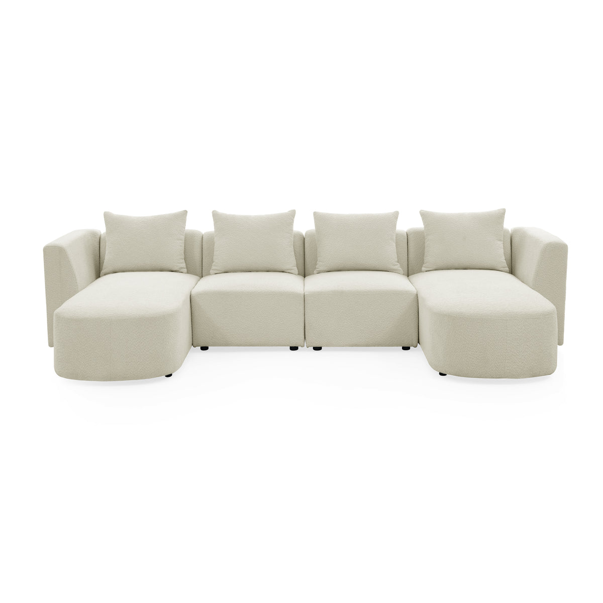 U Shape Sectional Sofa including Two Single Seats and Two Chaises, Modular Sofa, DIY Combination, Loop Yarn Fabric, Beige W487S00154-djyc