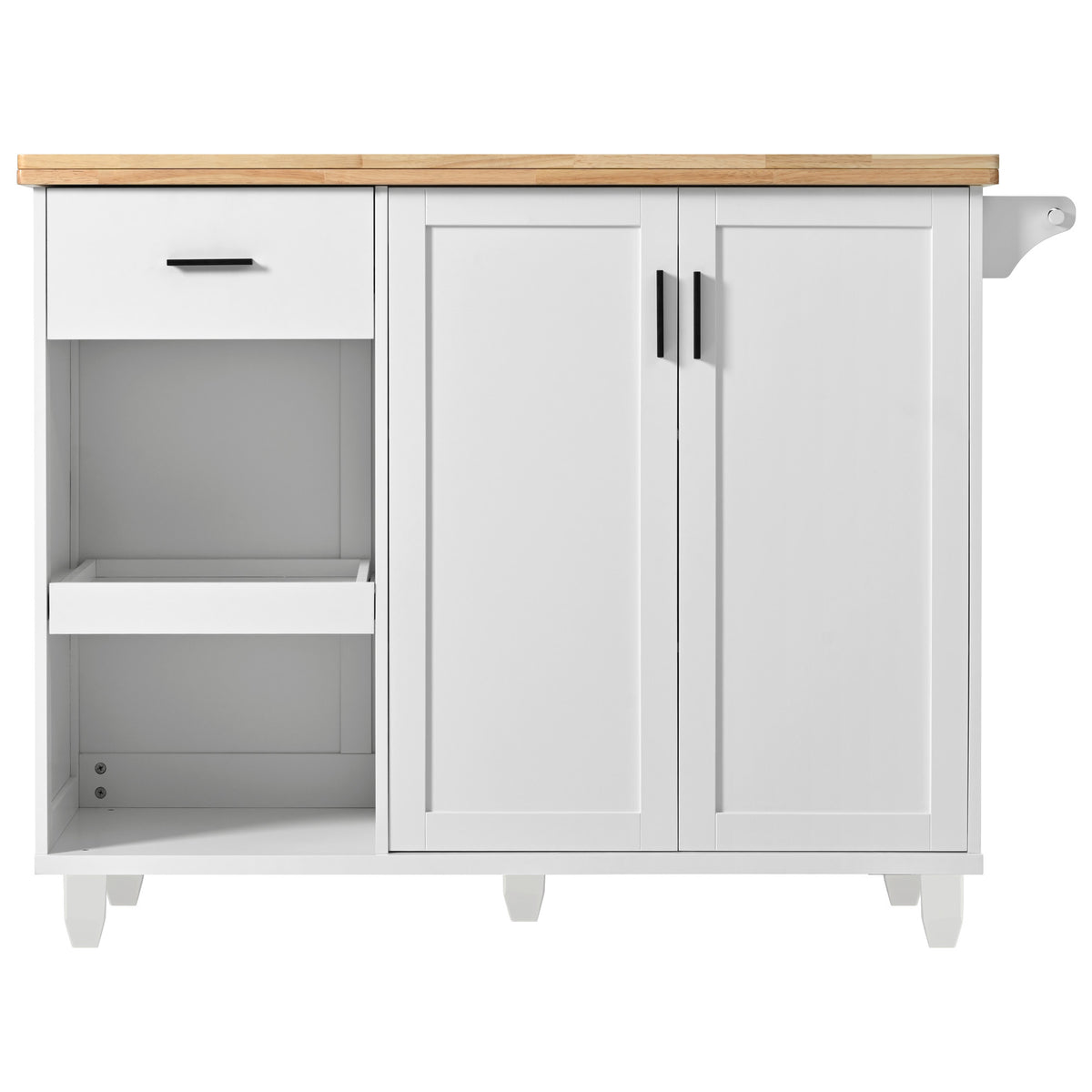 K&K Kitchen Island with Foldable Counter Top, Kitchen Storage Cart with Slide-Out Shelf, Towel Rack and Drawer, Rolling Kitchen Cart on Wheels, for Kitchen, Living Room, Dining Room, White N707P173036W-djyc