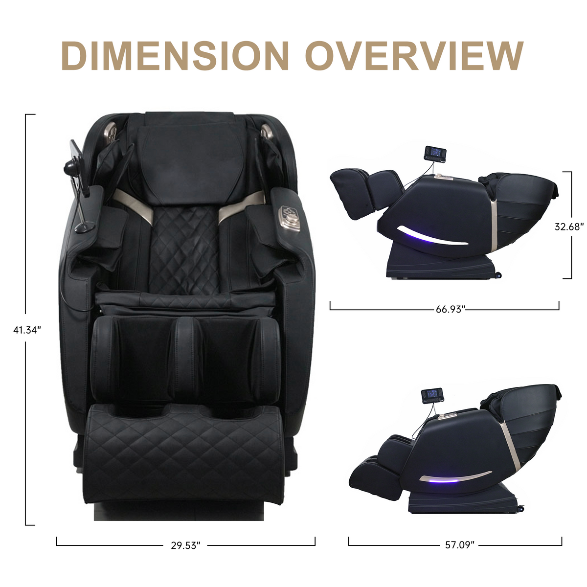 Full Body Massage Chair With Zero Gravity Recliner,with two control panel: Smart large screen & Rotary switch,spot kneading and Heating,Airbag coverage,Suitable for Home Office W60783534-djyc