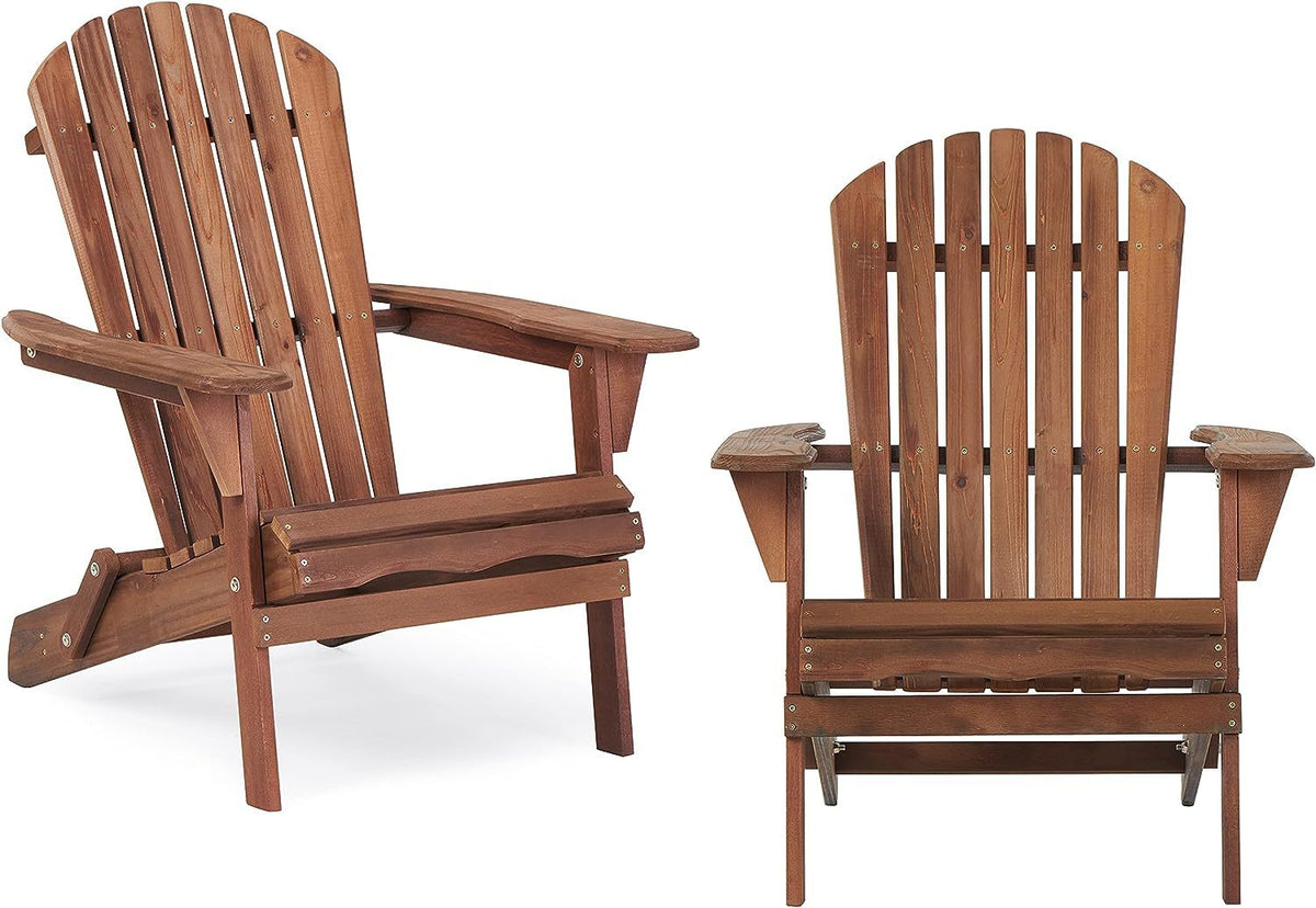 Wooden Outdoor Folding Adirondack Chair Set of 2 Wood Lounge Patio Chair for Garden,Garden, Lawn, Backyard, Deck, Pool Side, Fire Pit,Half Assembled, W1390124961-djyc