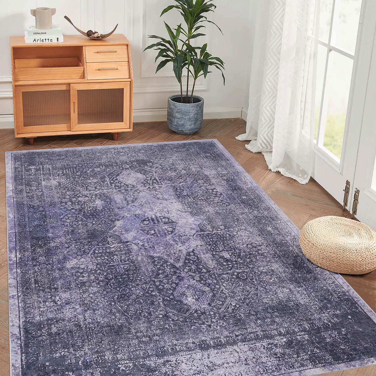 MAVAL Anthracite Washable Rug 4x6 Area Rug (Anthracite, 4' x 6')-B189P189041