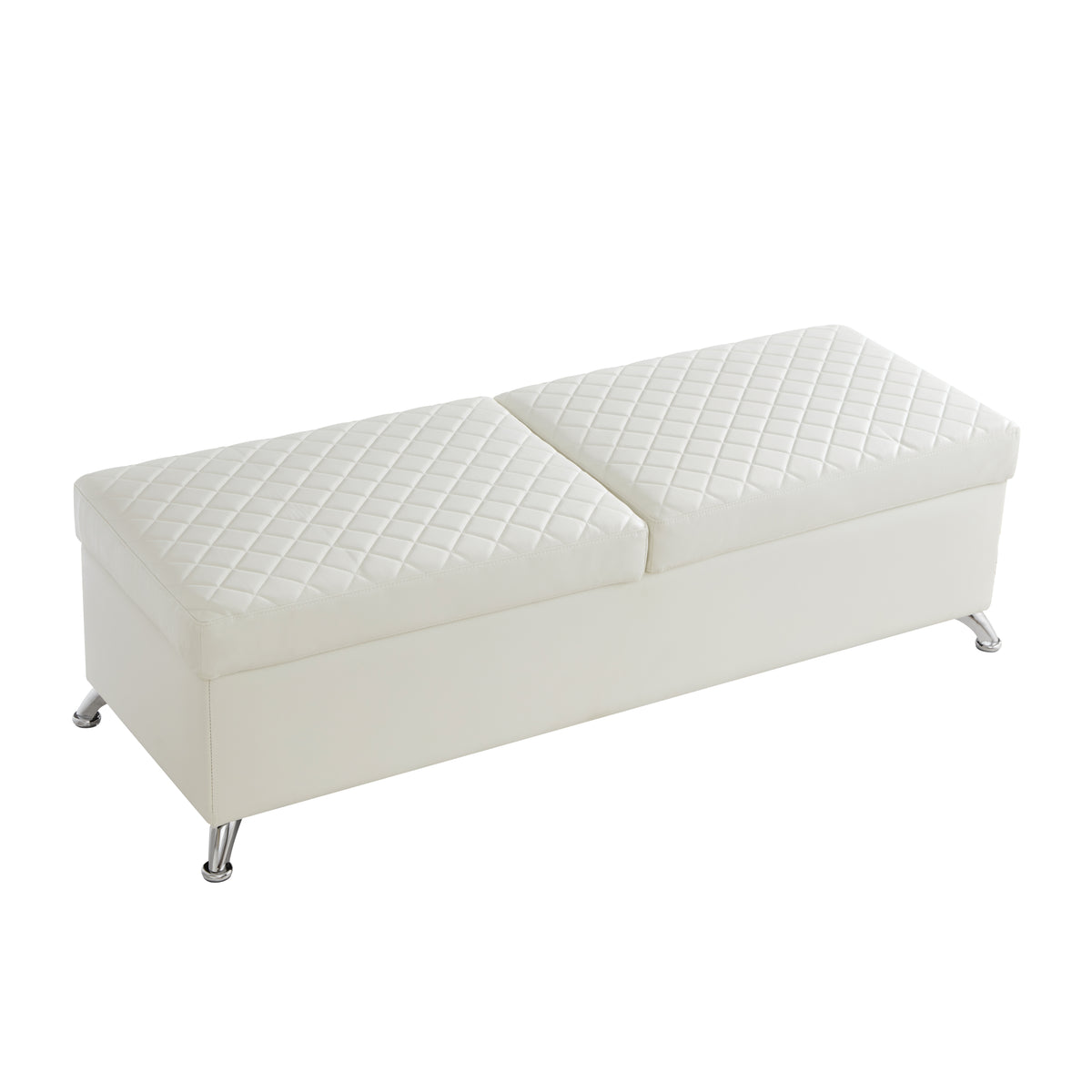 56.7" Bed Bench with Storage White Leather W1669P147646-djyc