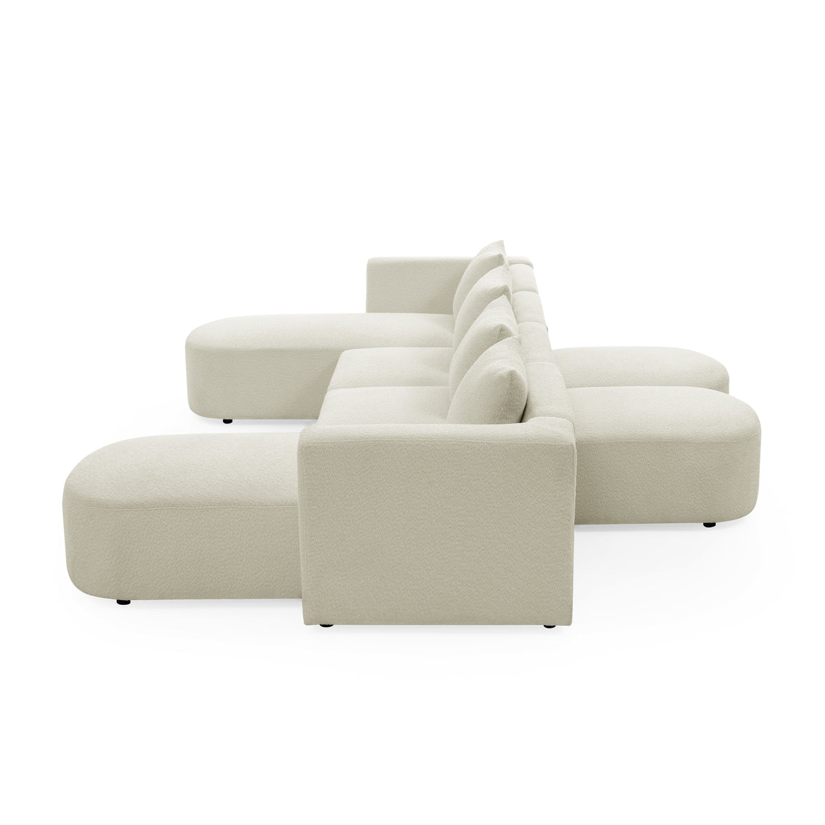 U Shape Sectional Sofa including Two Single Seat, Two Chaises and Two Ottomans, Modular Sofa, DIY Combination, Loop Yarn Fabric, Beige W487S00155-djyc