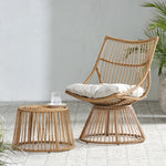 Faux Rattan Club Chair and Side Table Set with Beige Cushions 71841-djyc