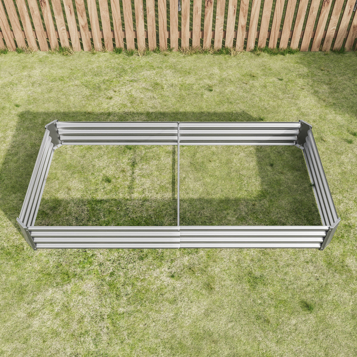 Raised Garden Bed Kit - Metal Raised Bed Garden 7.6x3.7x0.98ft for Flower Planters, Vegetables Herb Silver W84090998-djyc