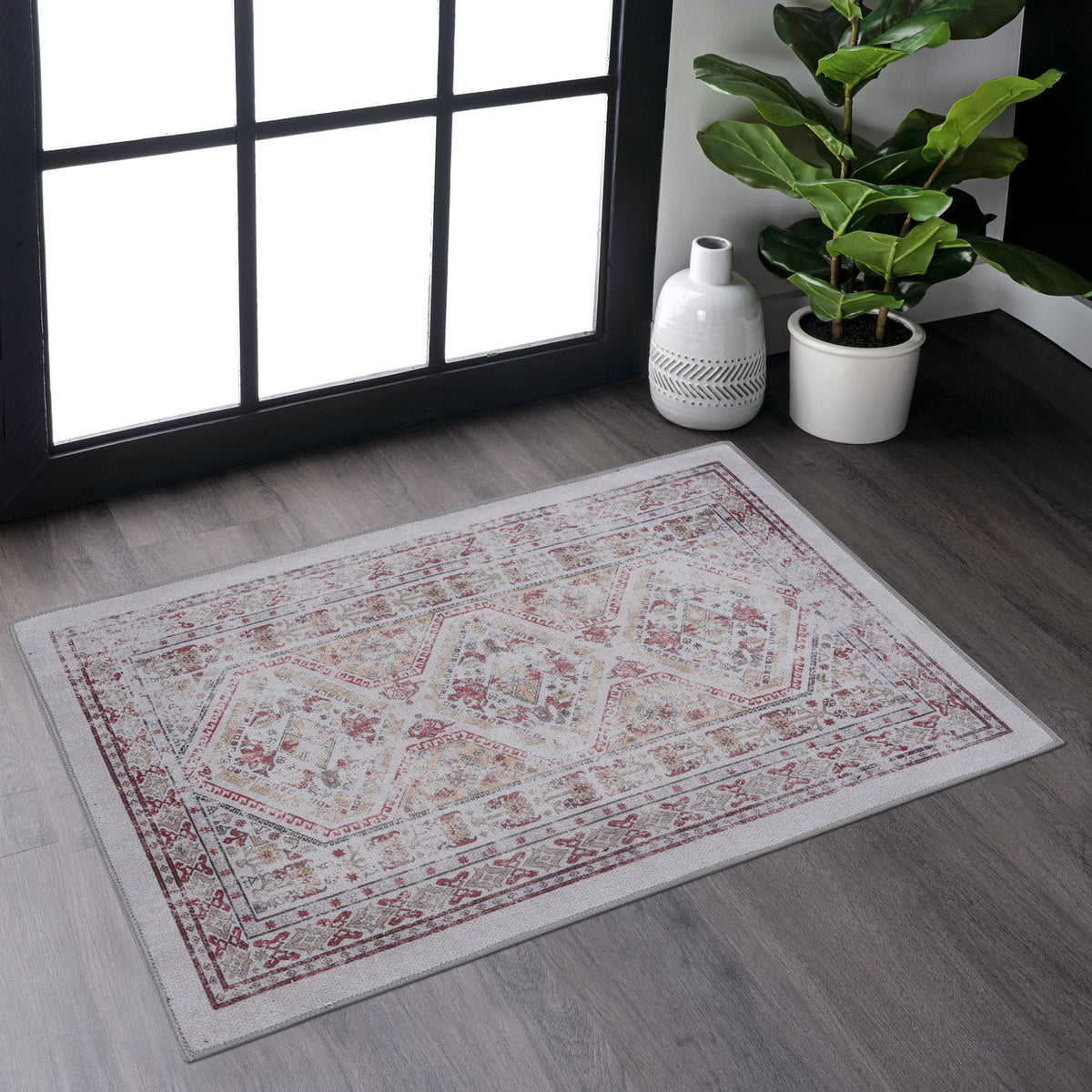 MAVAL Beige Washable Rug 2' x 3' Doormat Rug (Beige, 2' x 3')-B189P188987