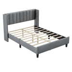 Queen size Upholstered Platform Bed Frame with Headboard, Mattress Foundation, Wood Slat Support, Quiet, no Box Spring Needed, Easy to Assemble Light Grey W1793140457-djyc